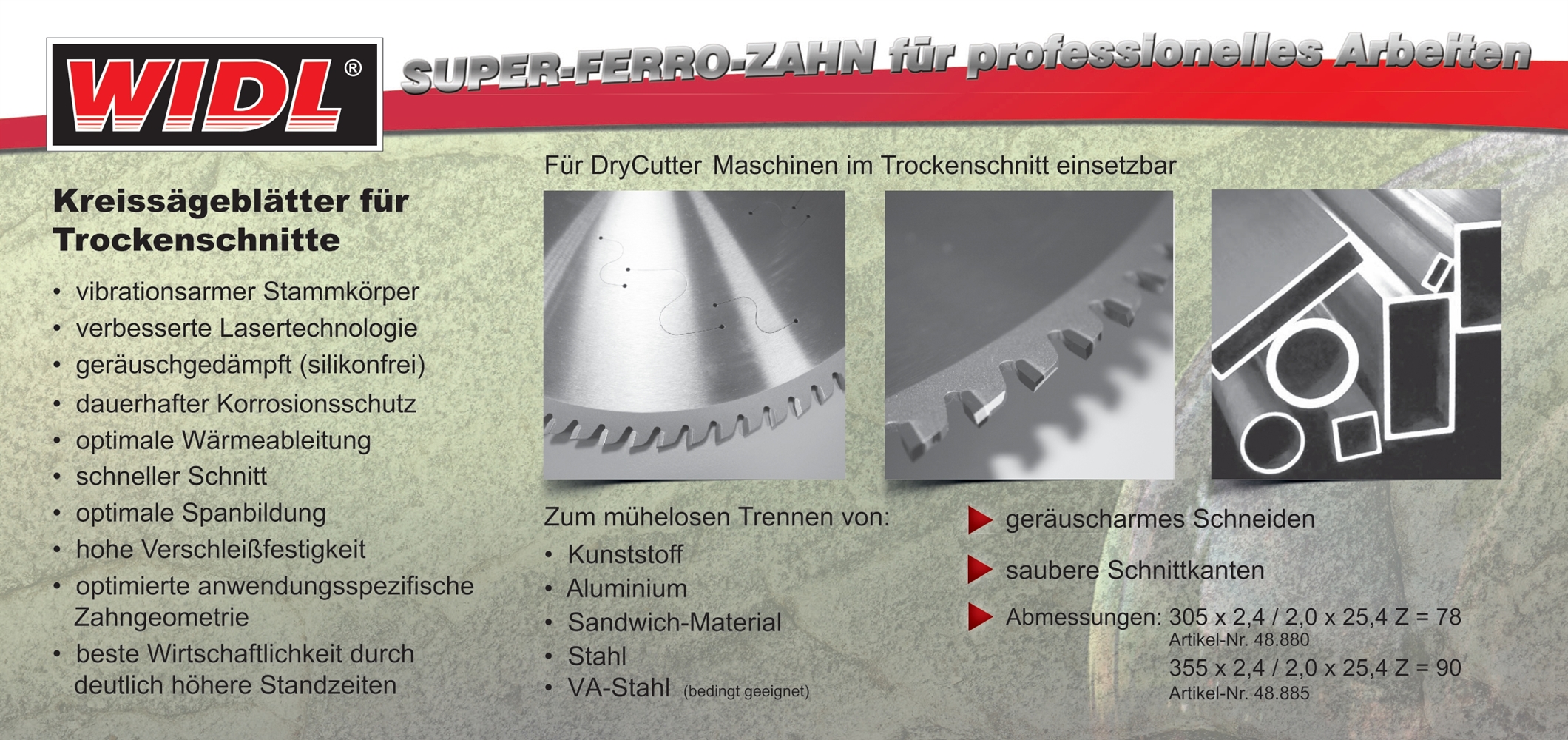 Flyer SFZ Kreissägeblatt für DryCutter Maschinen
